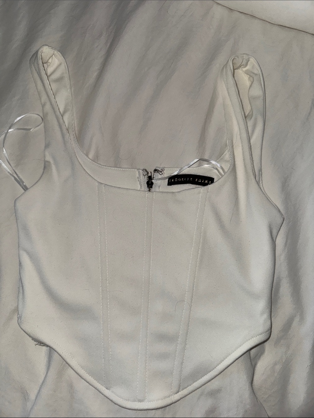 White Structured Corset Cami Tank - Unknown Brand